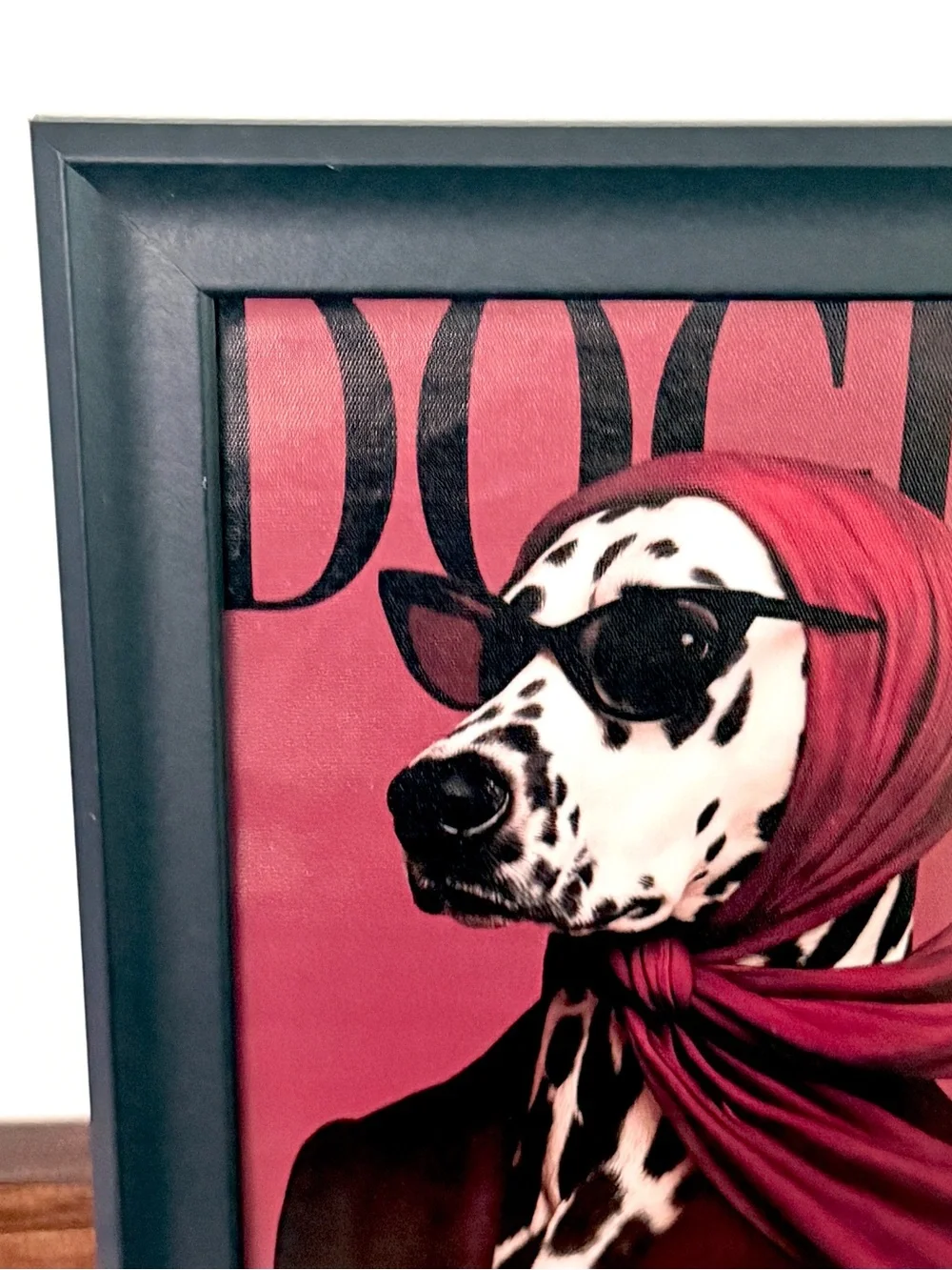 Dog Vogue Dalmation Dogue Fancy Canvas Art Print Black Framed Quirky Wall Art